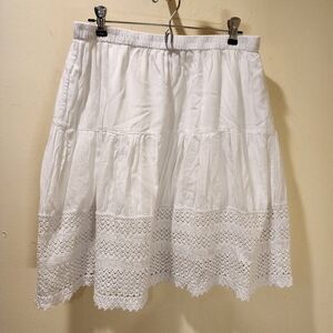 Metrowear Women's White Cotton Elastic Waist Skirt size L
